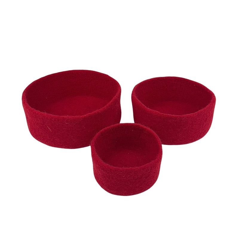 Humble Hilo Handmade Felt Cylinder Bowl Set of 3