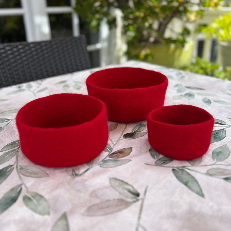 Humble Hilo Handmade Felt Cylinder Bowl Set of 3