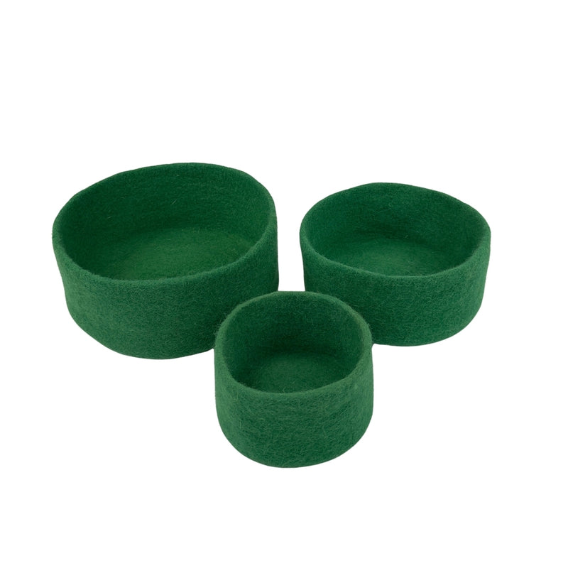 Humble Hilo Handmade Felt Cylinder Bowl Set of 3