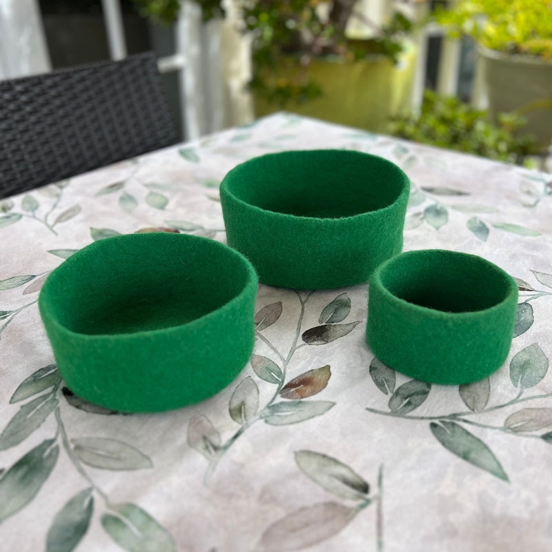 Humble Hilo Handmade Felt Cylinder Bowl Set of 3