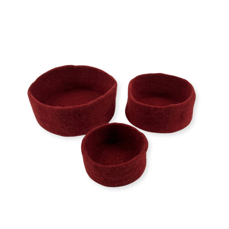 Humble Hilo Handmade Felt Cylinder Bowl Set of 3