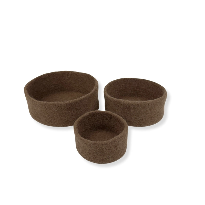 Humble Hilo Handmade Felt Cylinder Bowl Set of 3