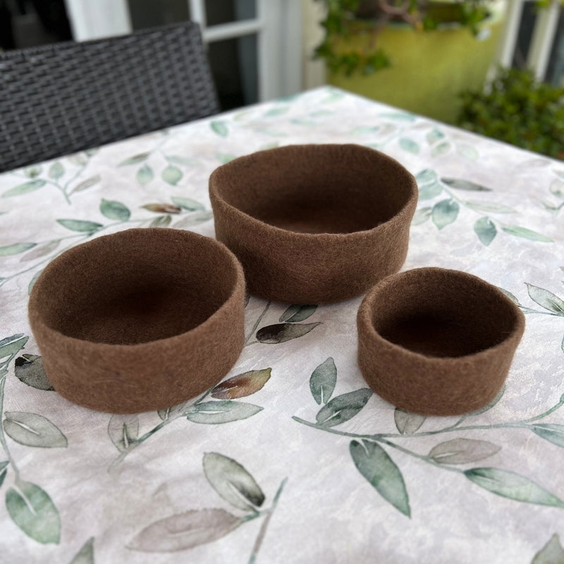 Humble Hilo Handmade Felt Cylinder Bowl Set of 3