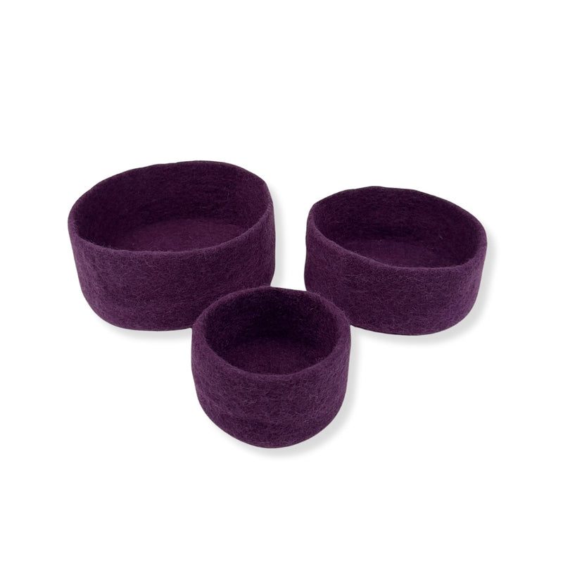 Humble Hilo Handmade Felt Cylinder Bowl Set of 3