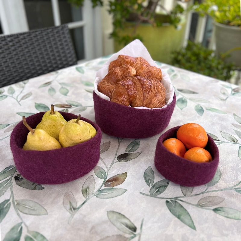 Humble Hilo Handmade Felt Cylinder Bowl Set of 3
