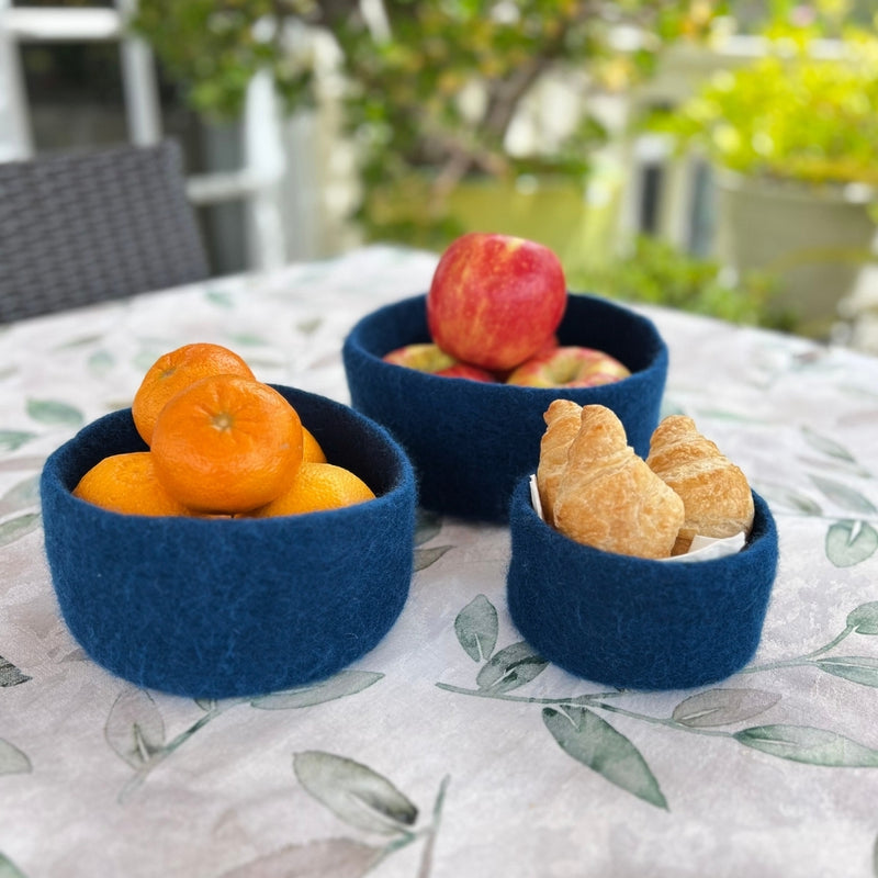 Humble Hilo Handmade Felt Cylinder Bowl Set of 3