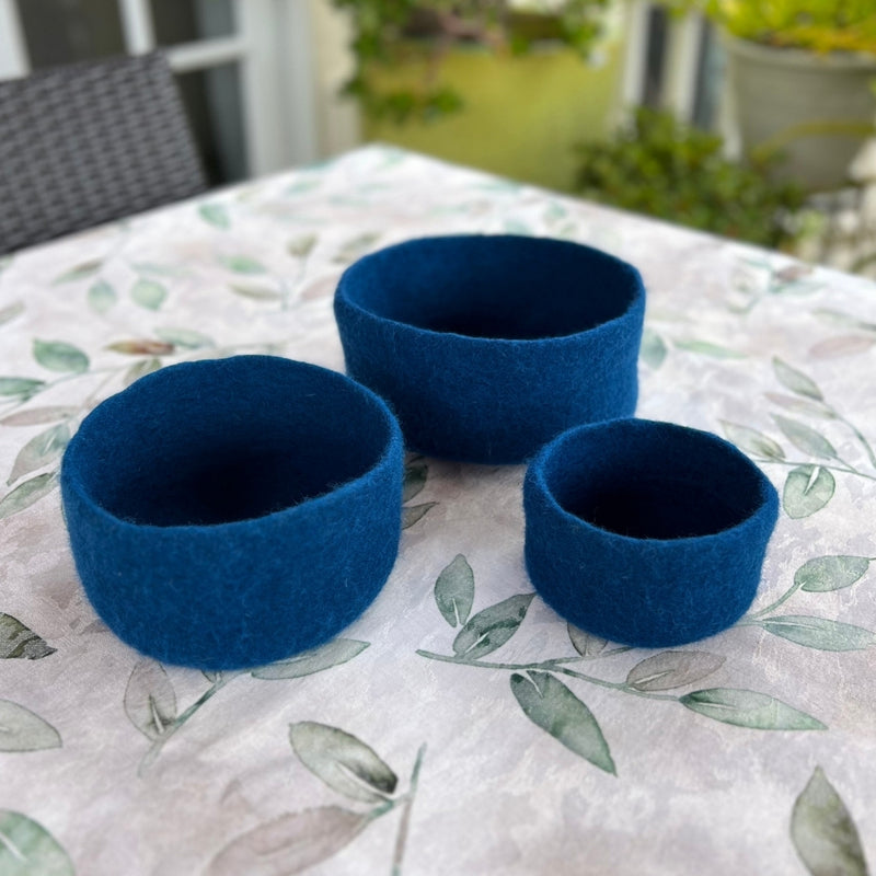 Humble Hilo Handmade Felt Cylinder Bowl Set of 3