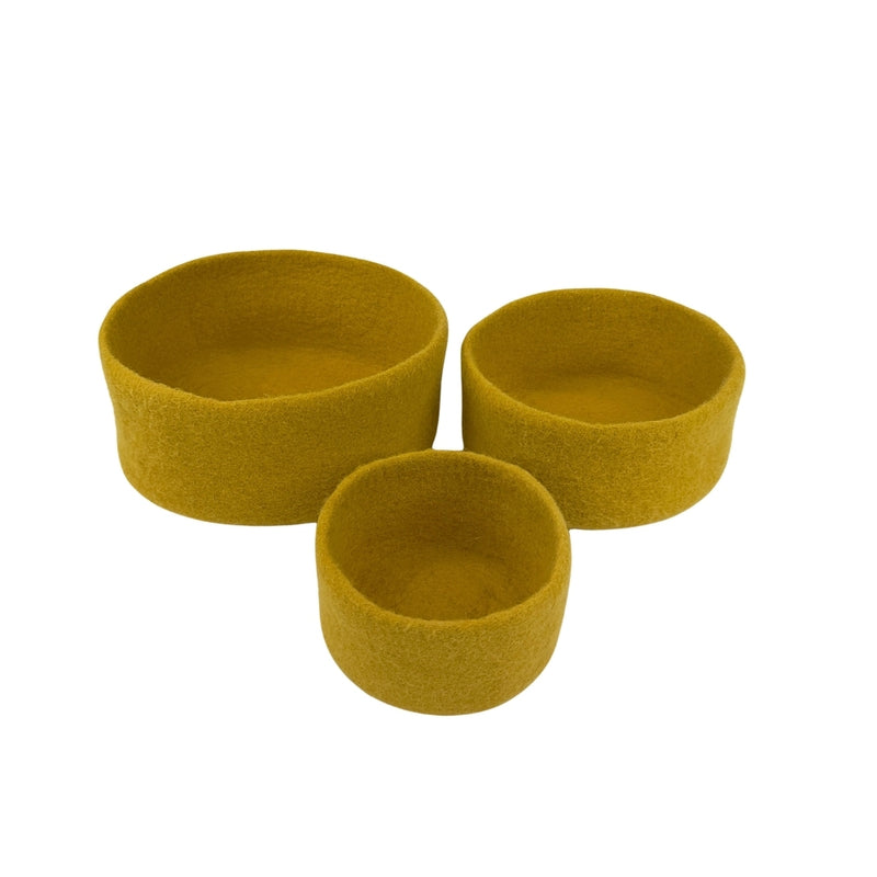 Humble Hilo Handmade Felt Cylinder Bowl Set of 3