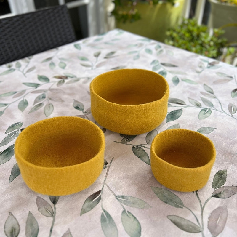 Humble Hilo Handmade Felt Cylinder Bowl Set of 3