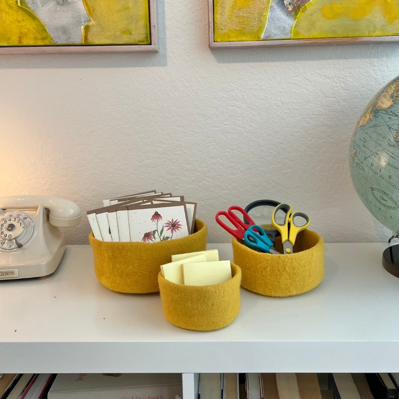 Humble Hilo Handmade Felt Cylinder Bowl Set of 3