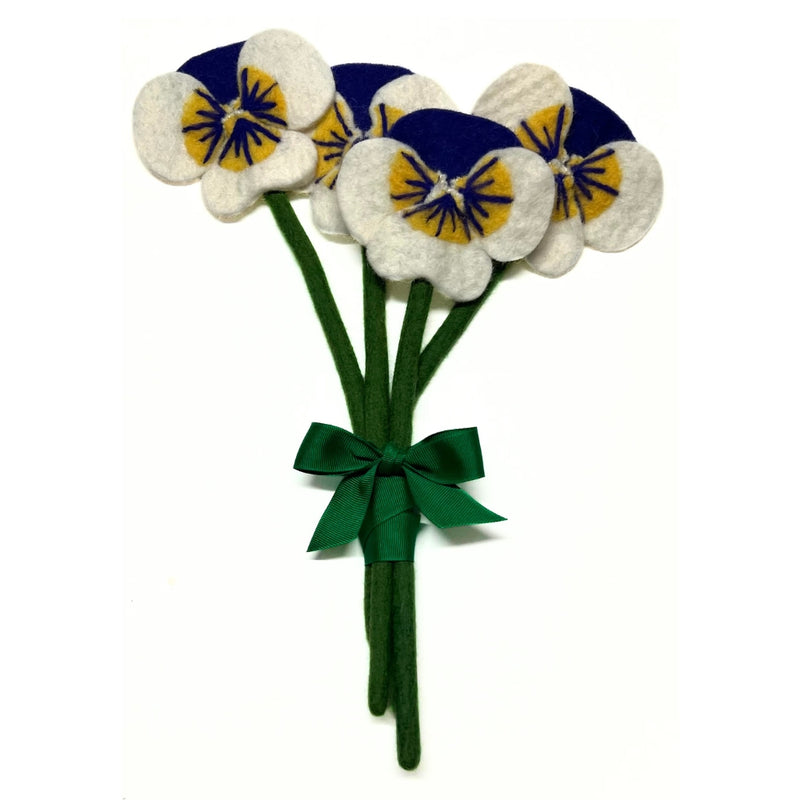 Humble Hilo Handmade Felt Flowers, 4 Pansies