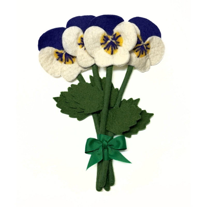 Humble Hilo Handmade Felt Flowers, 4 Pansies