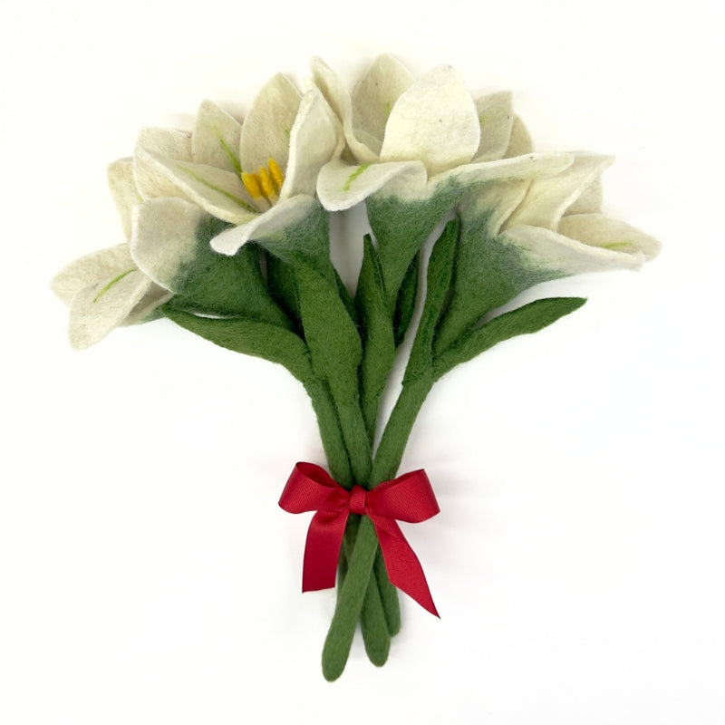 Humble Hilo Handmade Felt Flowers, 4 Lilies