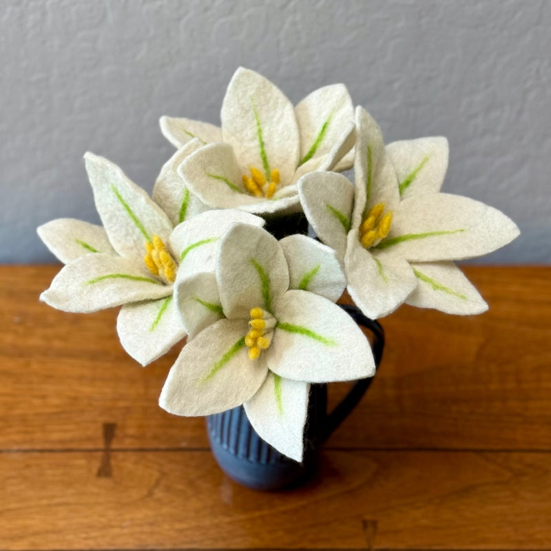 artificial white easter lilies Humble Hilo Handmade Felt Flowers, 4 Lilies 4 Orange Lilies