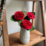 Humble Hilo Handmade Felt Flowers 3 Red Roses