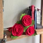 Humble Hilo Handmade Felt Flowers 3 Red Roses