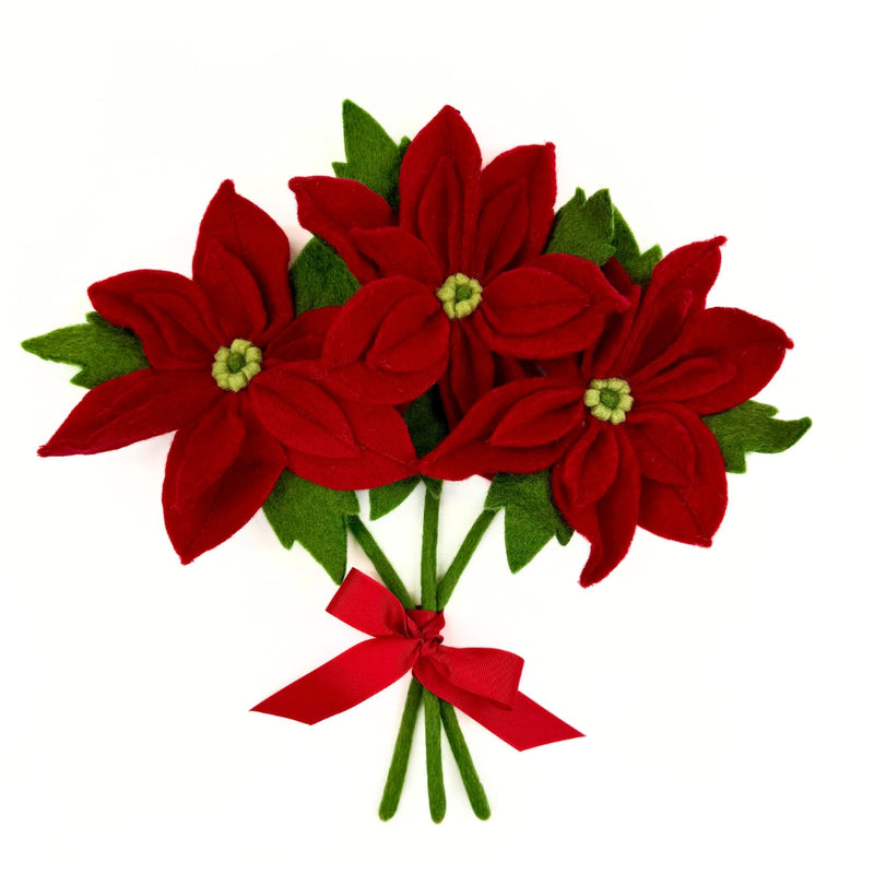 Humble Hilo Handmade Felt Poinsettia Flowers (3 pack)