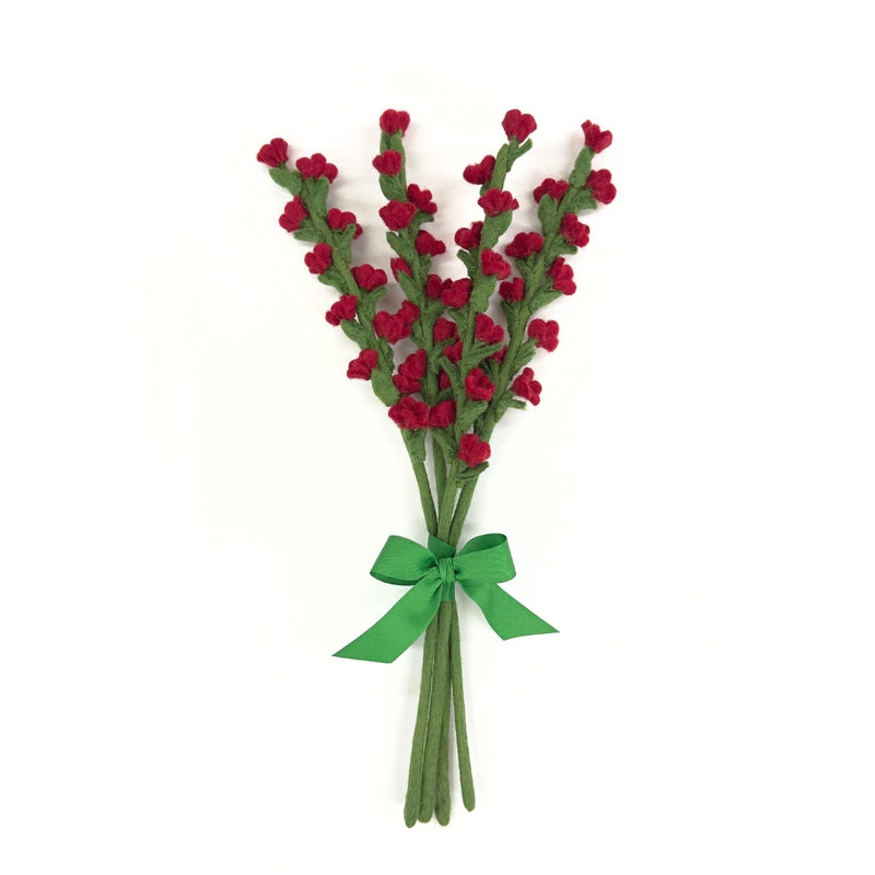 Humble Hilo Handmade Felt Flowers, 4 Cherry Flowers