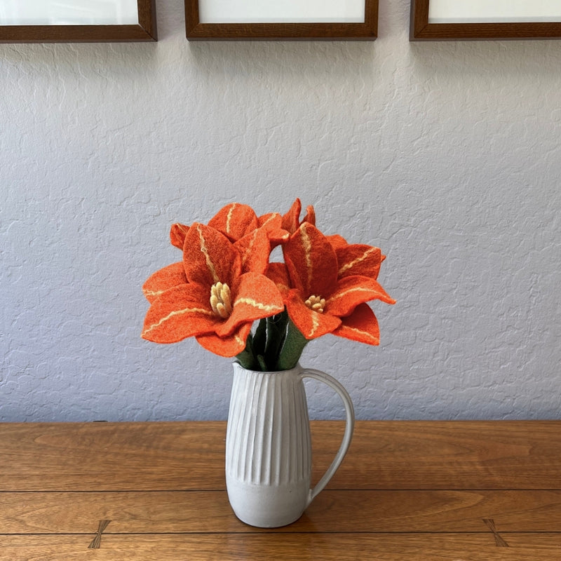 handmade lily flower Humble Hilo Handmade Felt Flowers, 4 Lilies 4 Orange Lilies