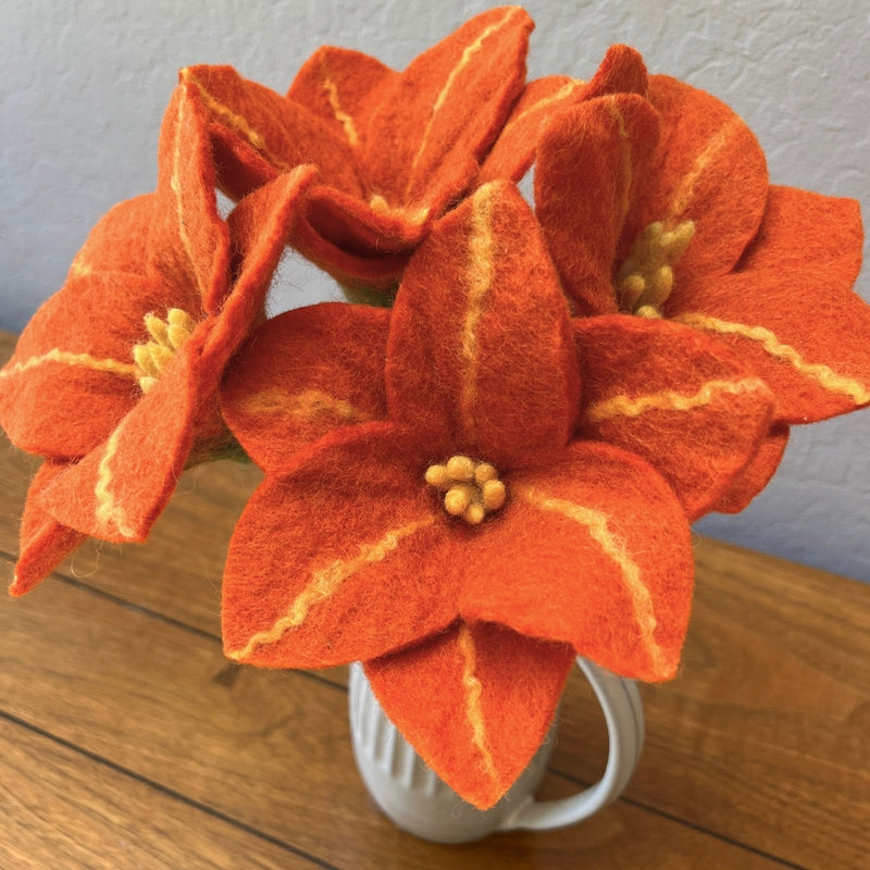 felt lily flower Humble Hilo Handmade Felt Flowers, 4 Lilies 4 Orange Lilies