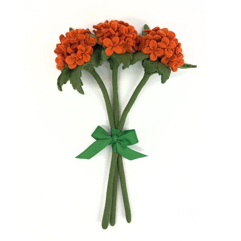 Humble Hilo Handmade Felt Flowers, 3 Hydrangeas