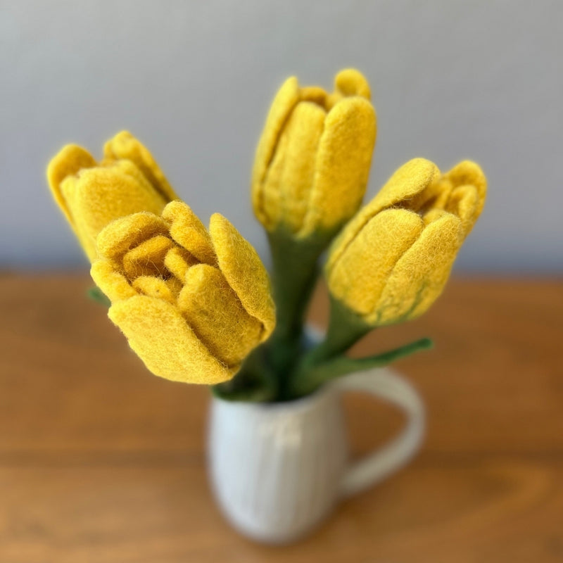 Humble Hilo Handmade Felt Flowers, 4 Tulip Flowers