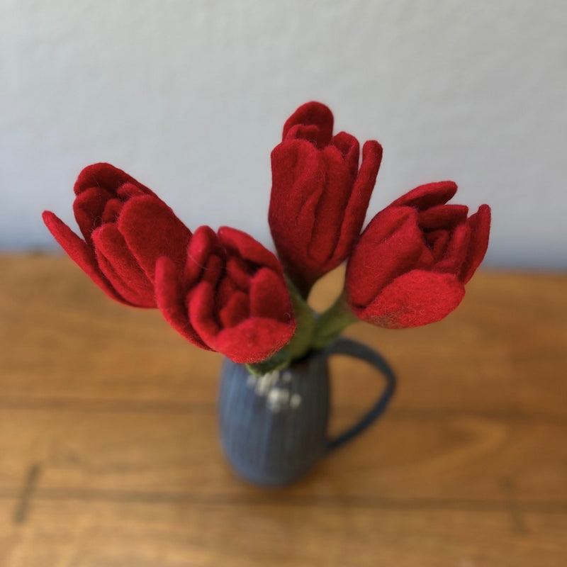 Humble Hilo Handmade Felt Flowers, 4 Tulip Flowers
