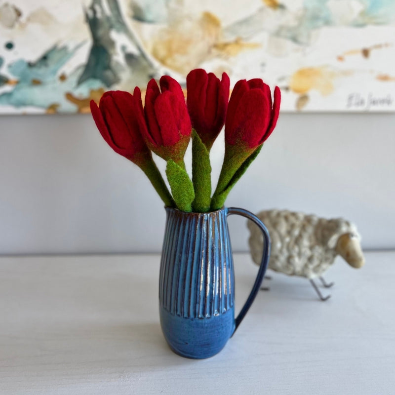 Humble Hilo Handmade Felt Flowers, 4 Tulip Flowers