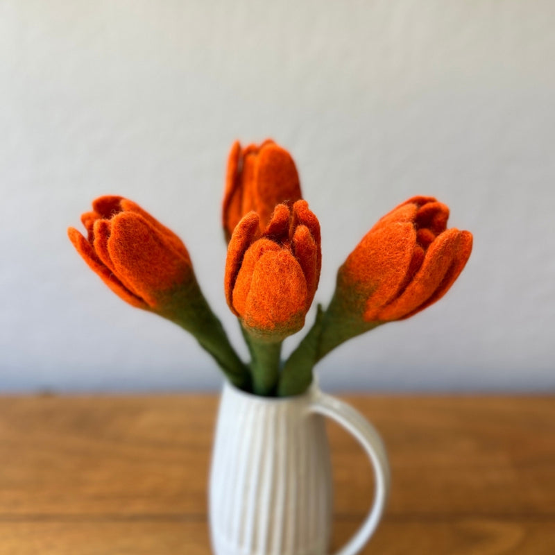 Humble Hilo Handmade Felt Flowers, 4 Tulip Flowers