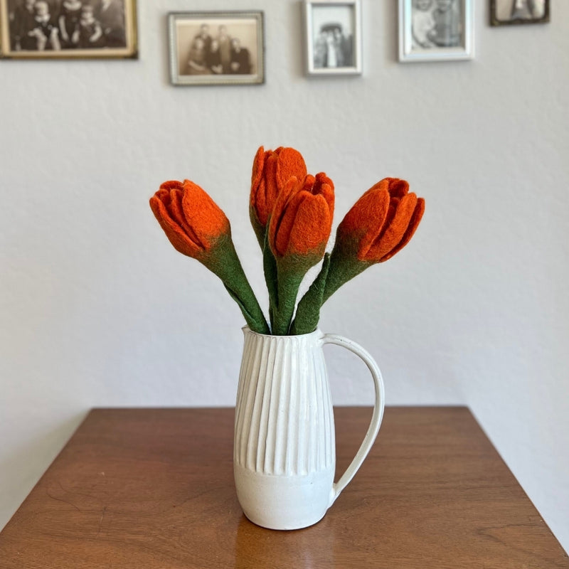 Humble Hilo Handmade Felt Flowers, 4 Tulip Flowers