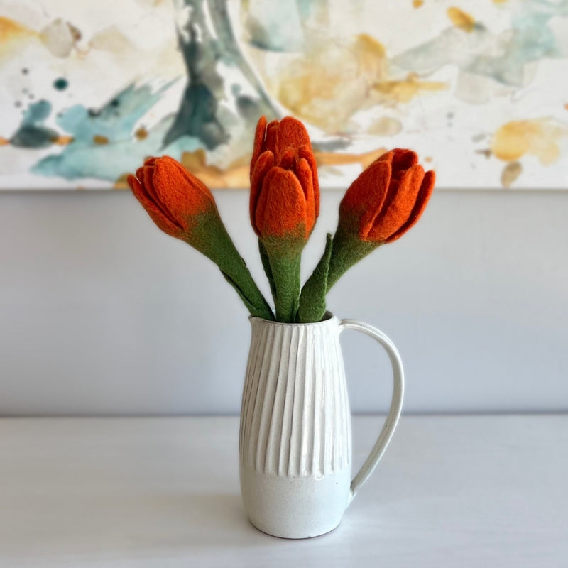 Humble Hilo Handmade Felt Flowers, 4 Tulip Flowers