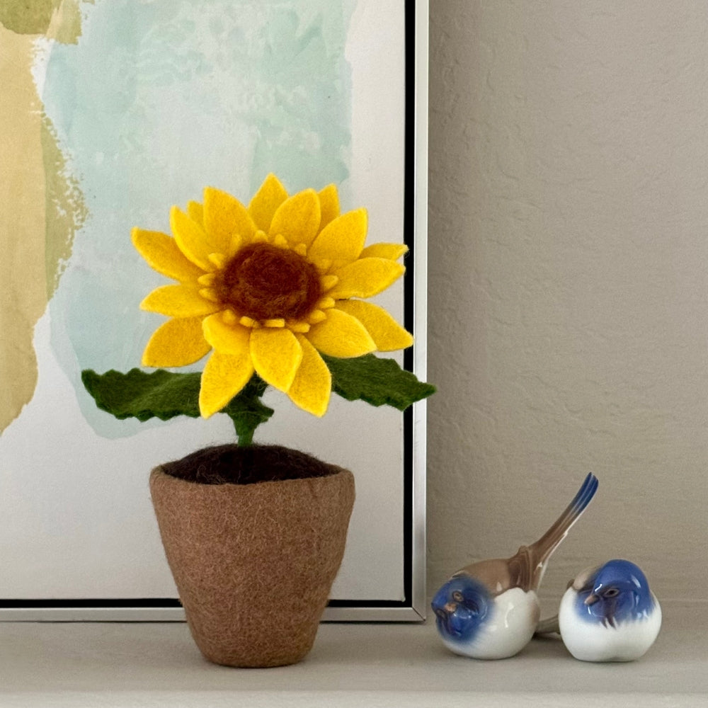 sunflower potted plant Humble Hilo Handmade Felt Flower Pot