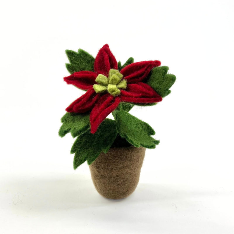 Humble Hilo Handmade Felt Flower Pot - Poinsettia, Red