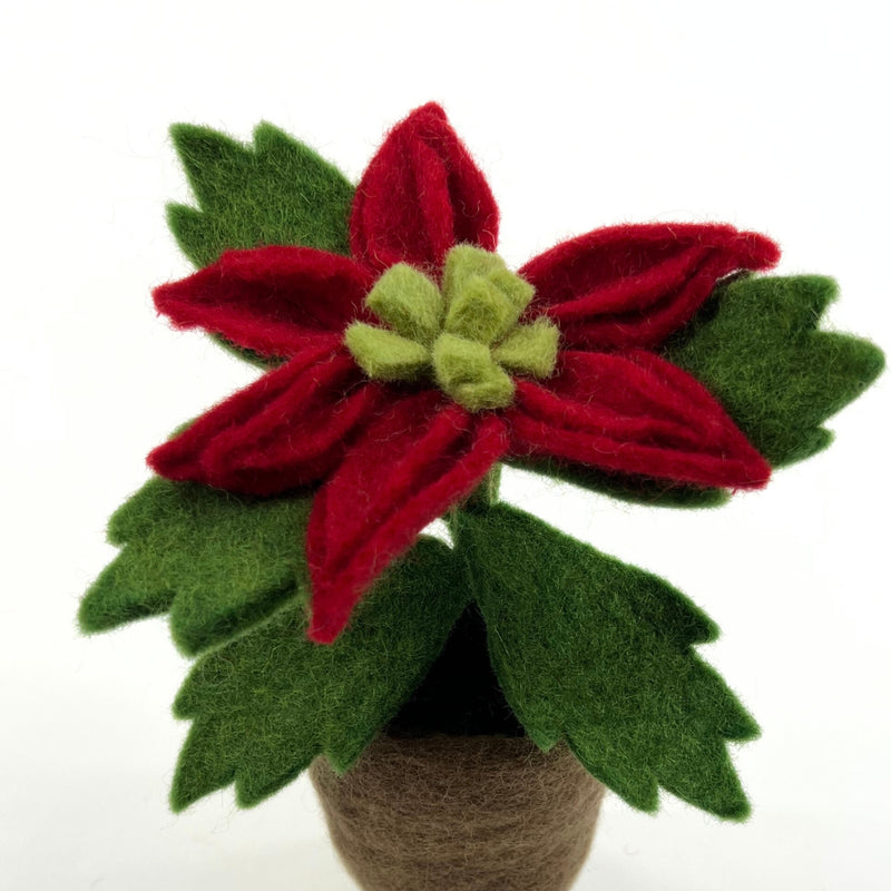 Humble Hilo Handmade Felt Flower Pot - Poinsettia, Red