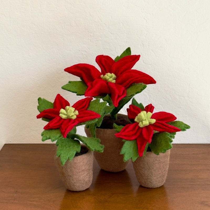 Humble Hilo Handmade Felt Flower Pot - Poinsettia, Red