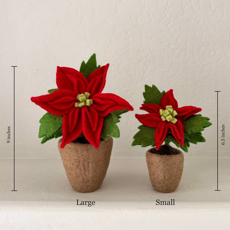 Humble Hilo Handmade Felt Flower Pot - Poinsettia, Red