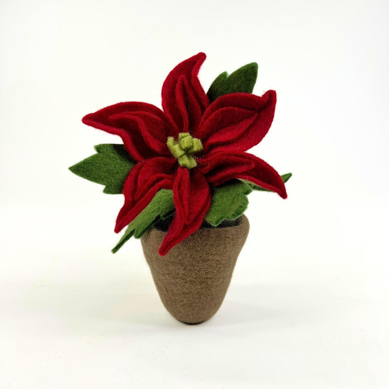 Humble Hilo Handmade Felt Flower Pot - Poinsettia, Red