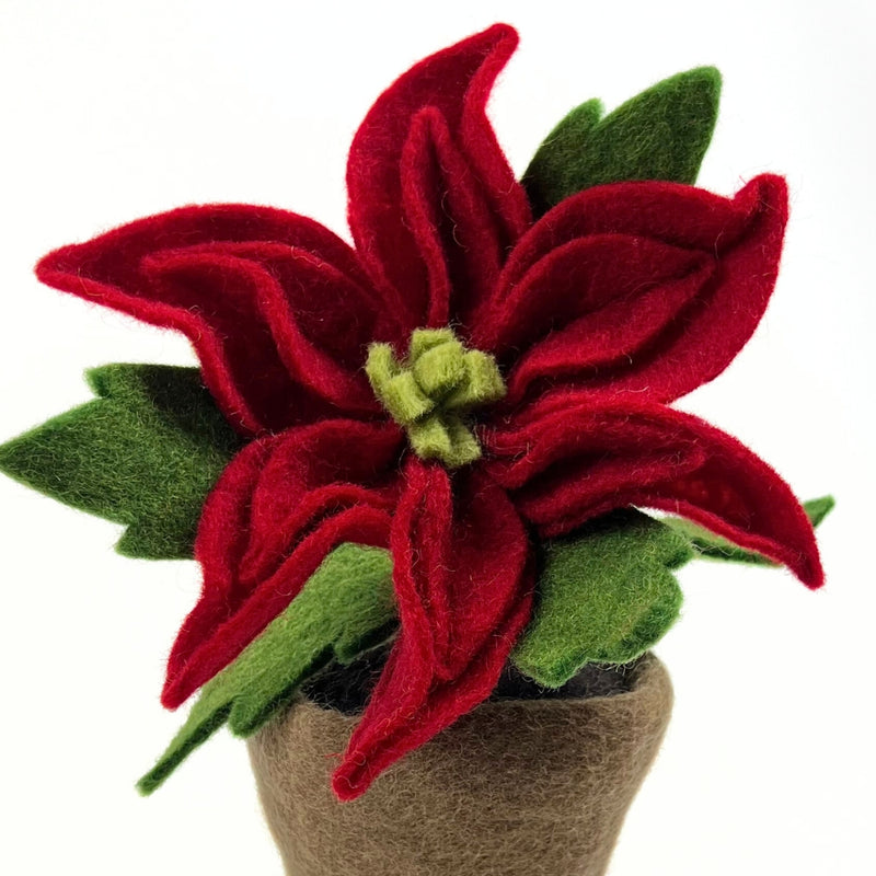 Humble Hilo Handmade Felt Flower Pot - Poinsettia, Red