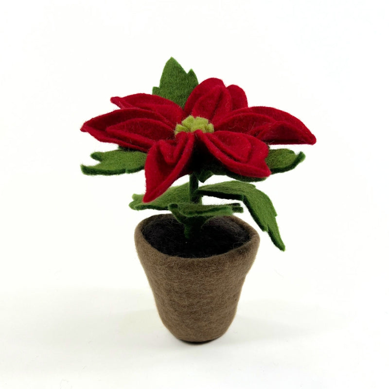 Humble Hilo Handmade Felt Flower Pot - Poinsettia, Red
