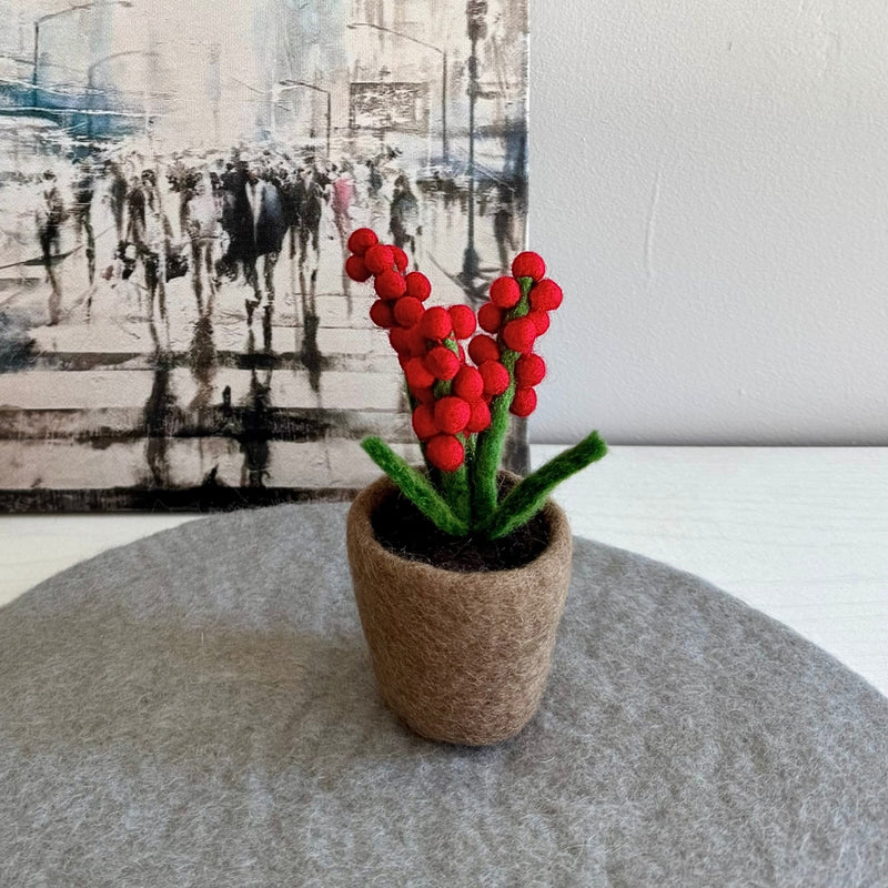 Humble Hilo Handmade Felt Flower Pot, Berry Flower