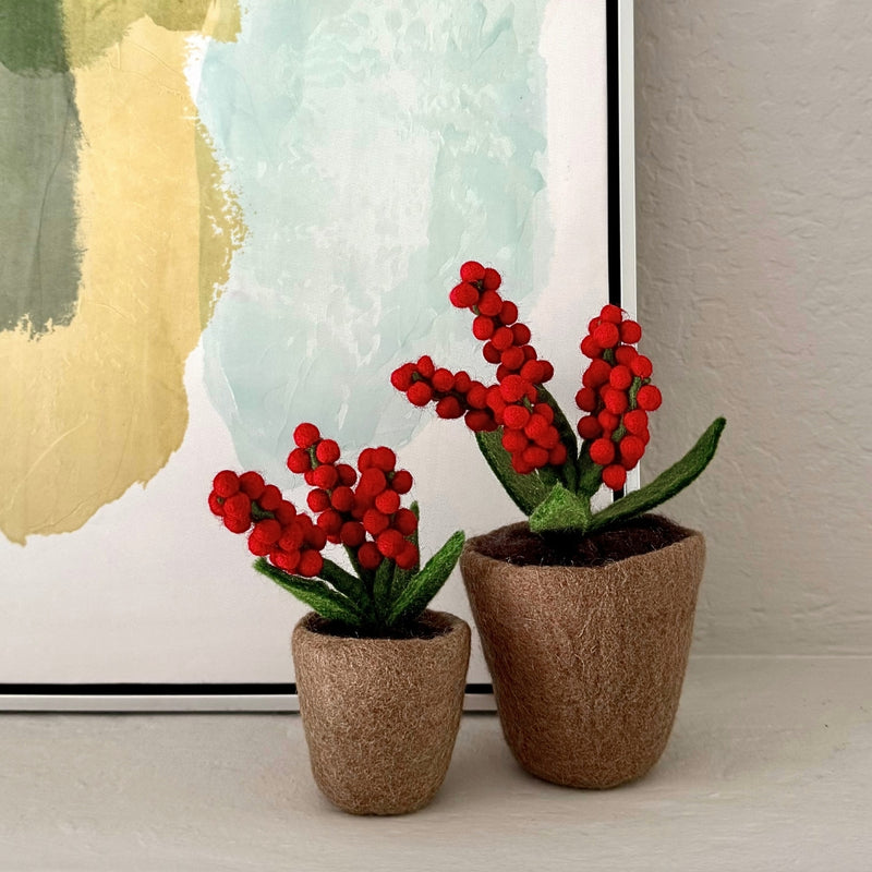 Humble Hilo Handmade Felt Flower Pot, Berry Flower
