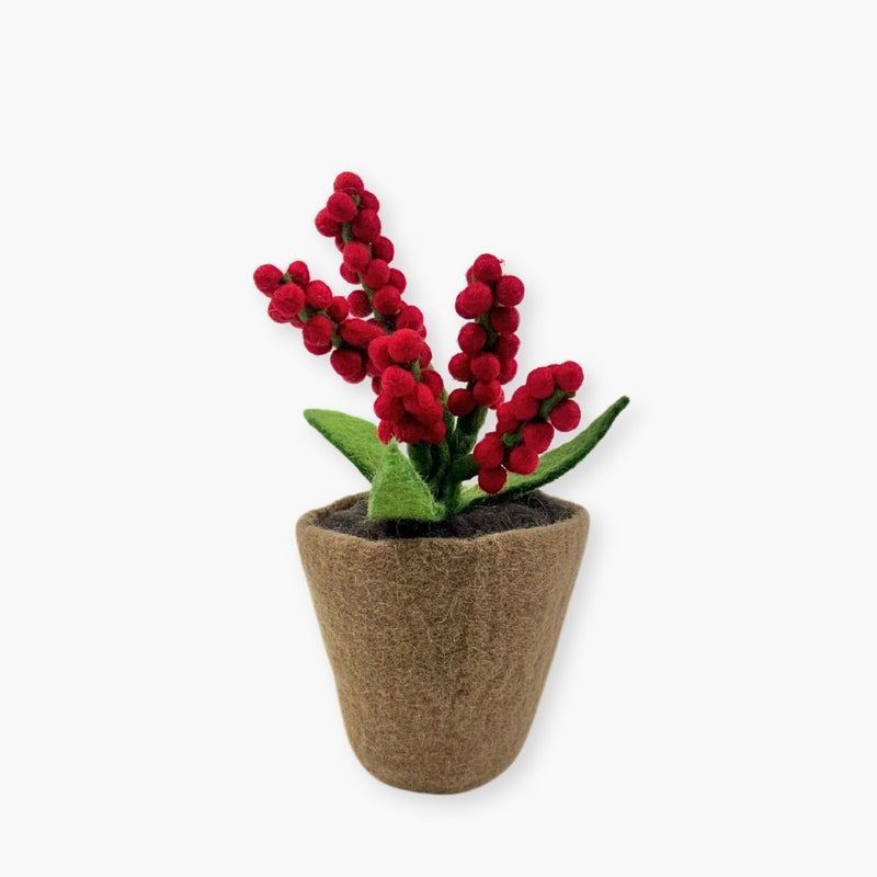 Humble Hilo Handmade Felt Flower Pot, Berry Flower