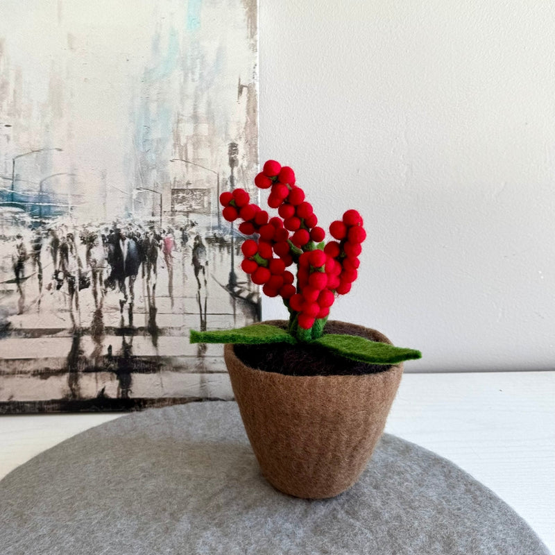Humble Hilo Handmade Felt Flower Pot, Berry Flower