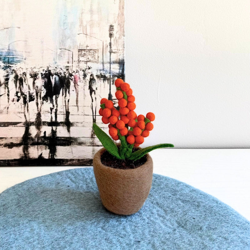 Humble Hilo Handmade Felt Flower Pot, Berry Flower