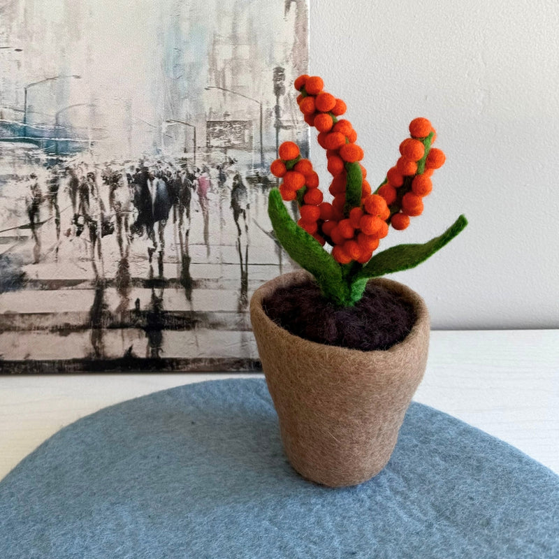 Humble Hilo Handmade Felt Flower Pot, Berry Flower