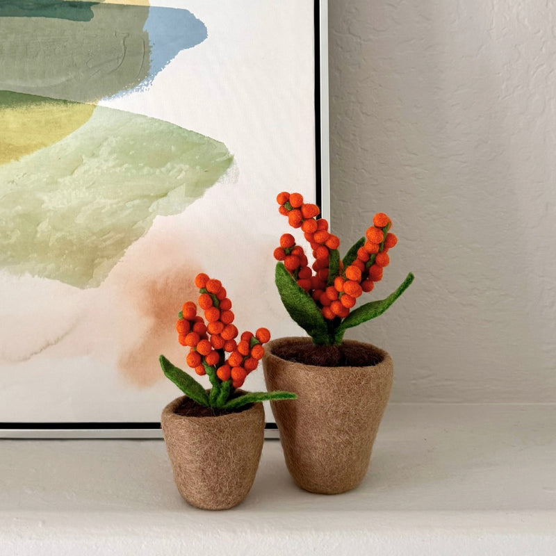 Humble Hilo Handmade Felt Flower Pot, Berry Flower
