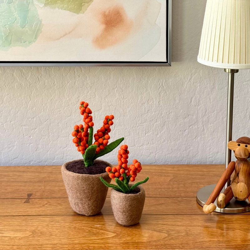 Humble Hilo Handmade Felt Flower Pot, Berry Flower