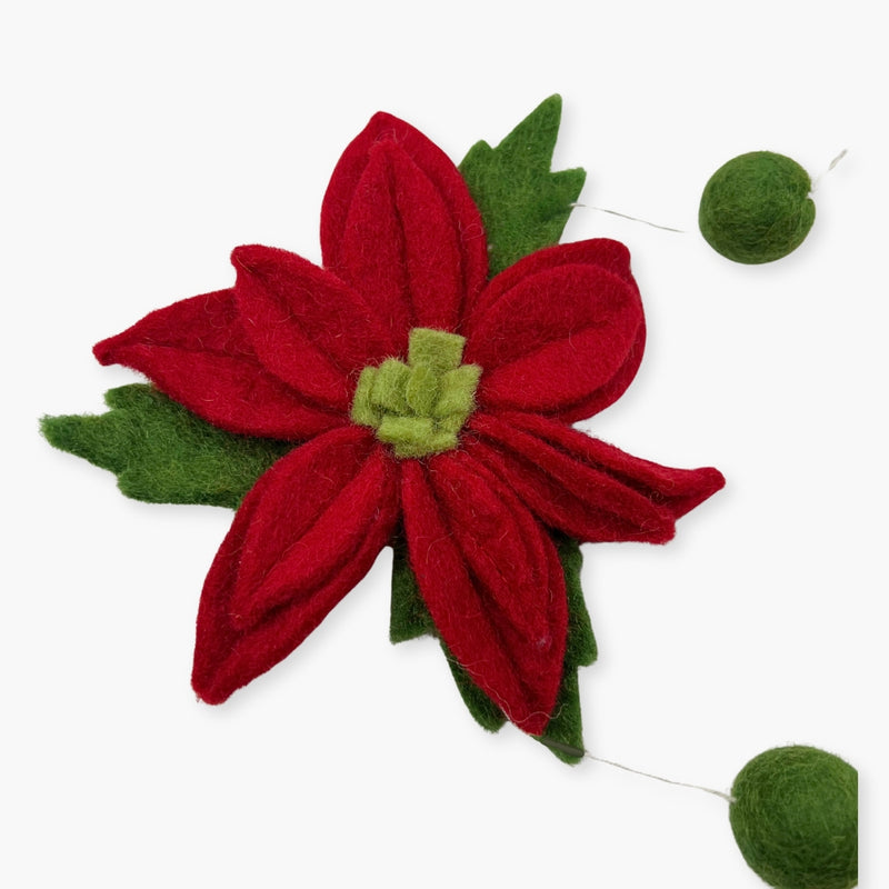 Humble Hilo Handmade Felt Garland - Poinsettia, Red