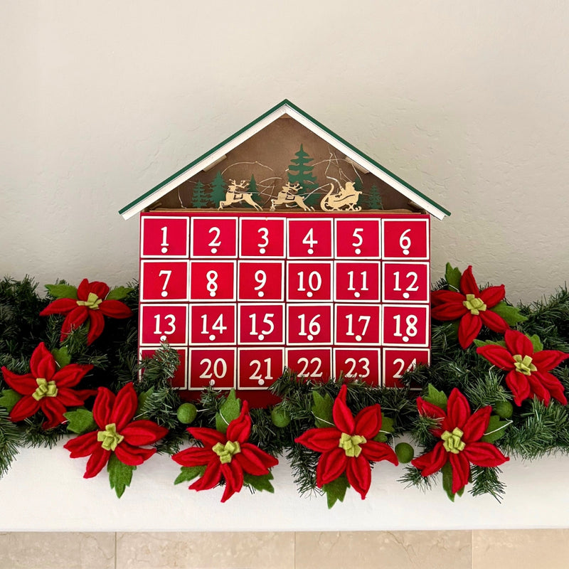 Humble Hilo Handmade Felt Garland - Poinsettia, Red