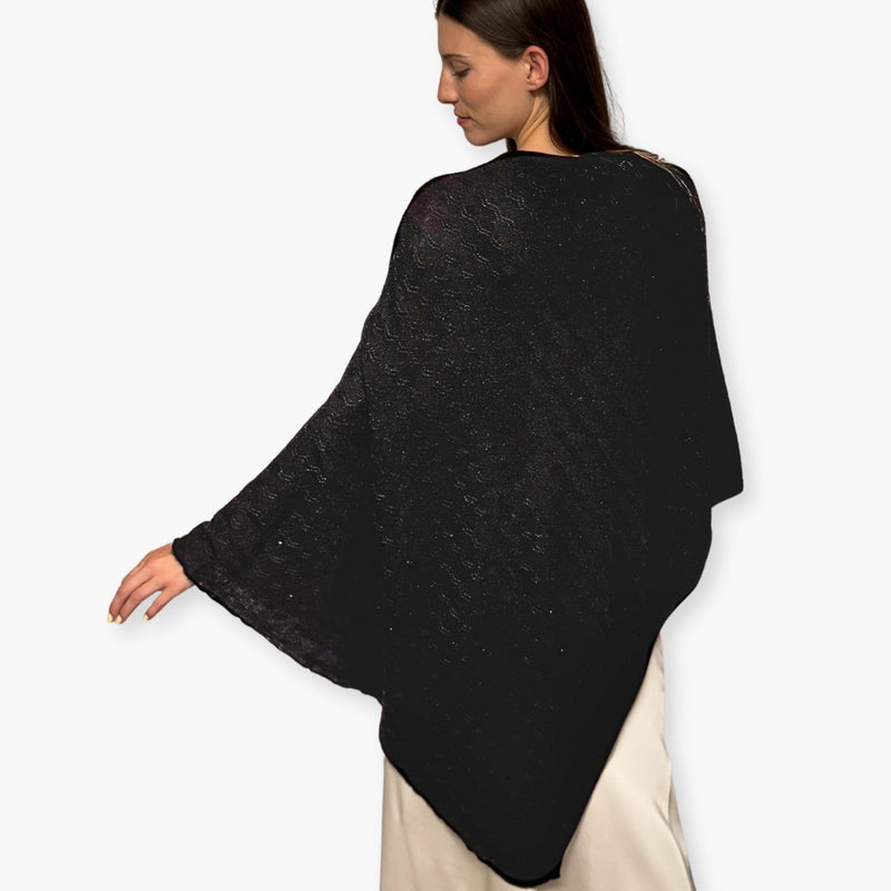 Humble Hilo Handloomed Cashmere Poncho, Cable Knit